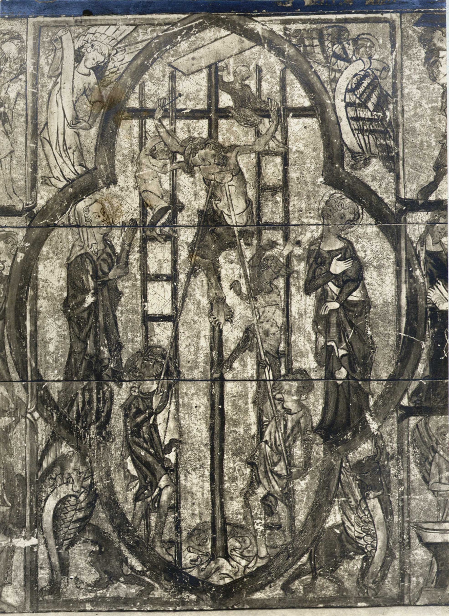 Del av antemensale fra Nes kirke, Luster, Sogn og Fjordane. Forestiller