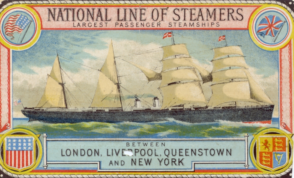 NATIONAL LINE OF STEAMERS Largest passenger steamships between LONDON ...