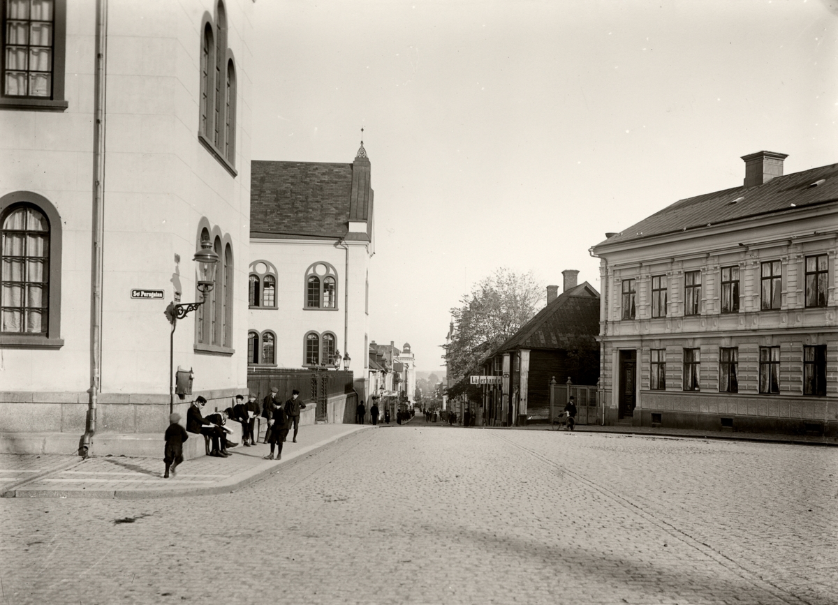 Orig Text Storgatan Från Borggården Mot Stora Torget Byggnad Vänster I Bild År 1859 